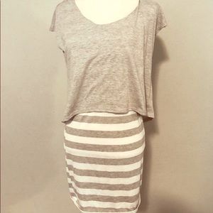 Gray and white dress